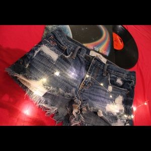 Hollister Distressed Dark Wash Denim Shorts